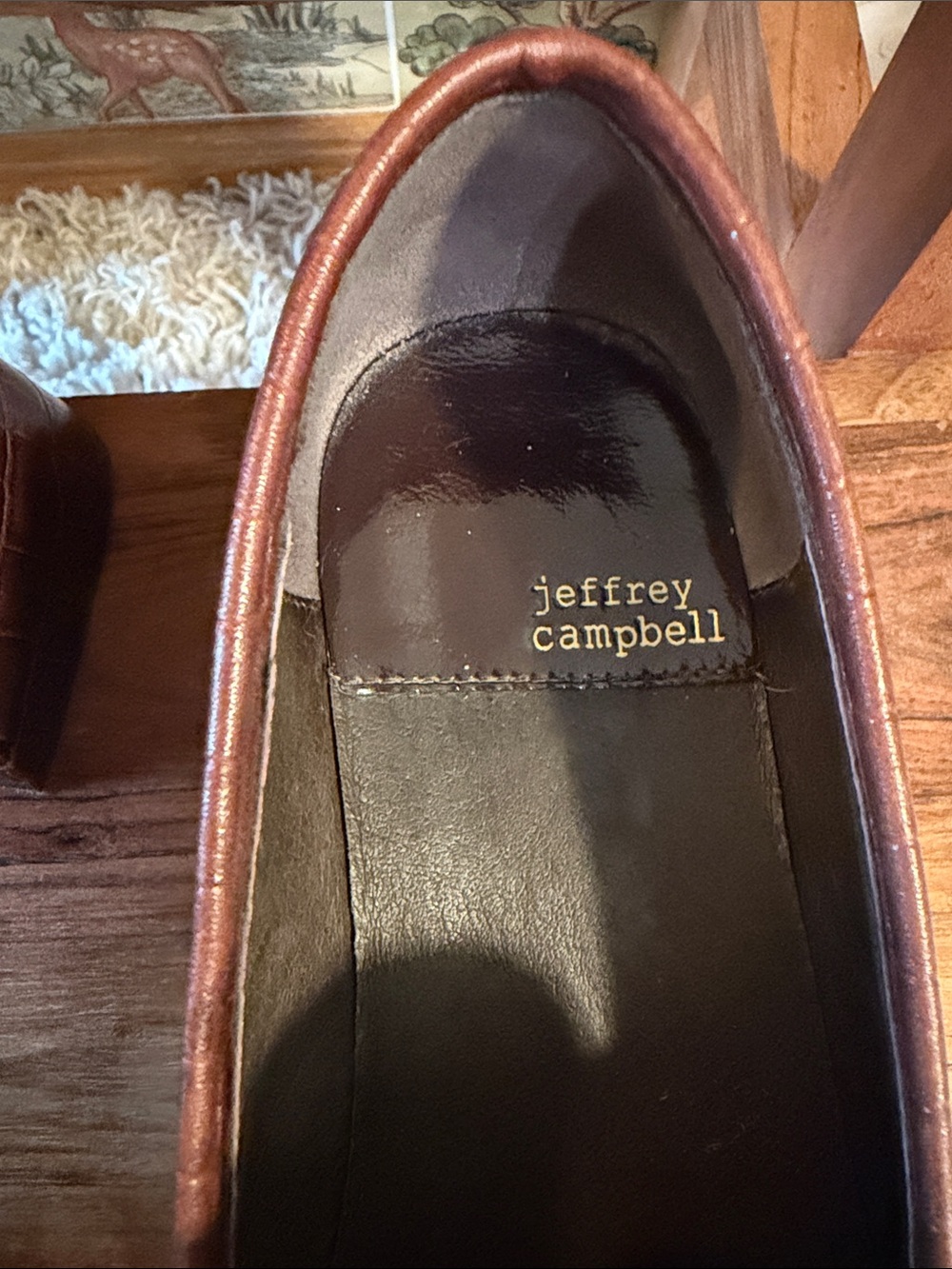 Jeffrey Campbell Brown Croc-Embossed Loafers / platforms with Gold Bit - Picture 12 of 12